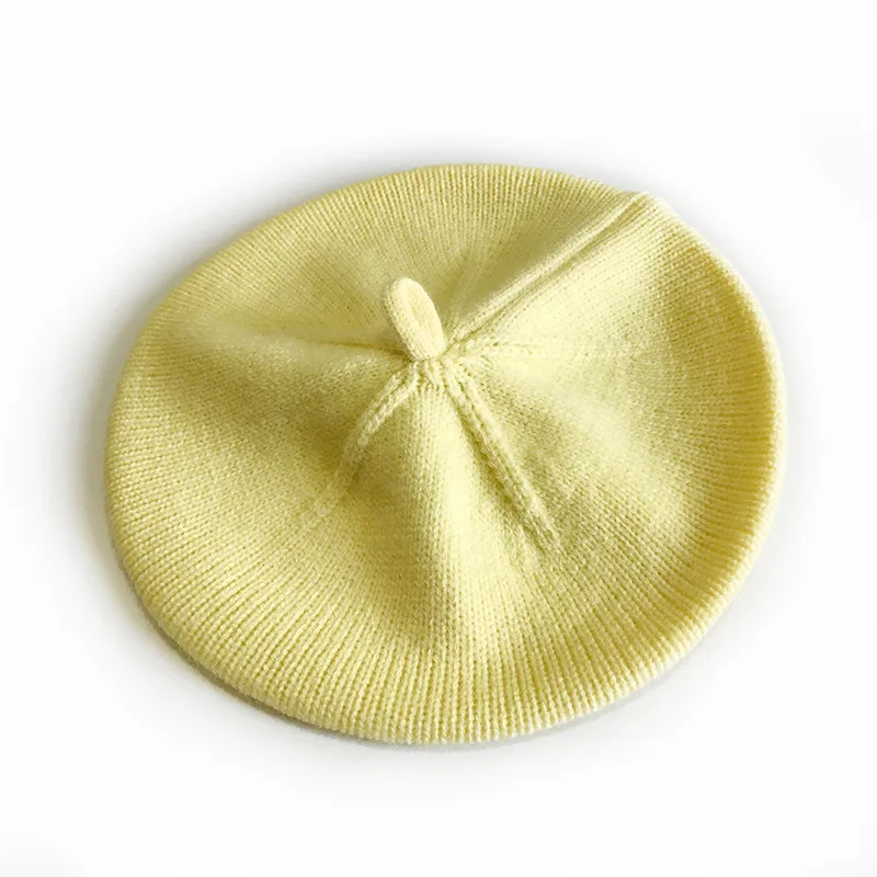 Fashion Baby Knitted Beret Hat Solid Color Children's Warm Hats Autumn Winter Painter Cap For Girls Kids Bonnet Accessories
