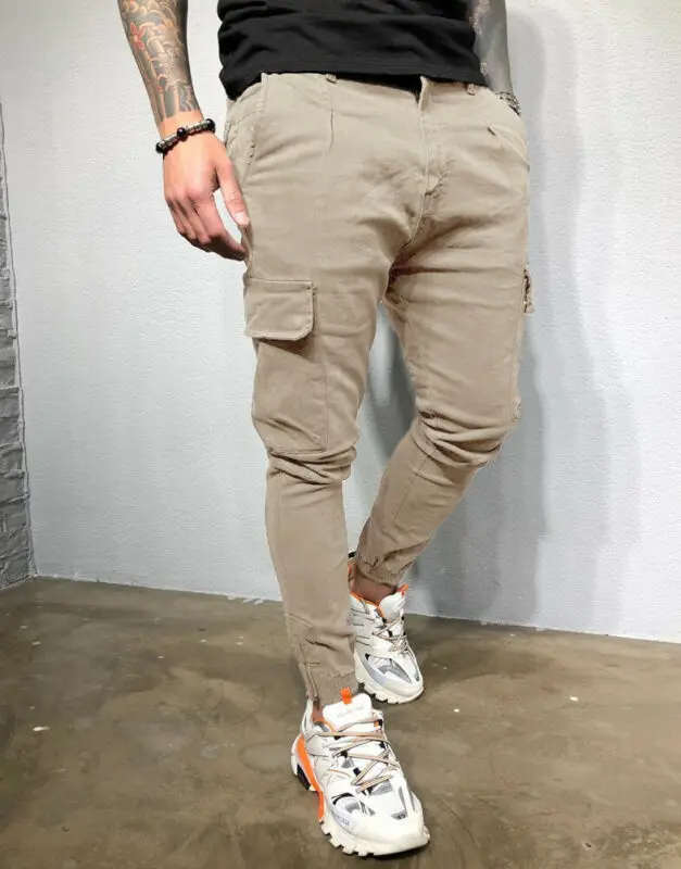 Мужские узкие прямые брюки-карго с карманами, брюки для бега, хип-хоп штаны-шаровары, обтягивающие мужские спортивные штаны, зимние комбинезоны