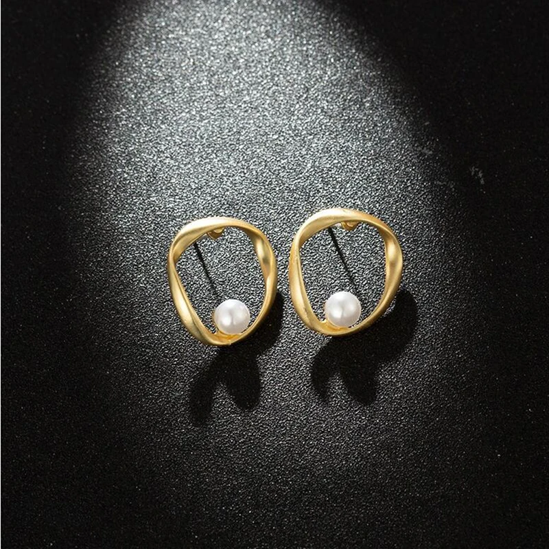 Женские серьги-гвоздики из цинкового сплава с жемчугом | Украшения и аксессуары