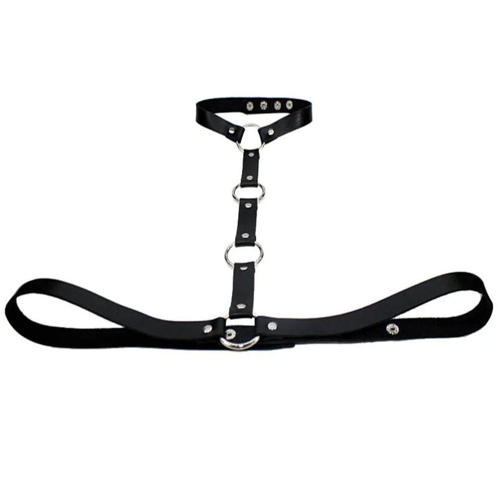 Trendy Black Leather Necklace Pendant Body Harness Belt Bondage Gothic