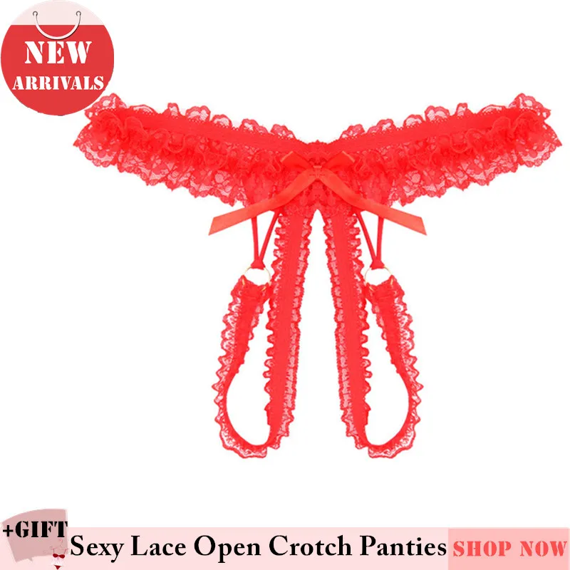 

Women Sexy Open Crotch Briefs free take off Lace panties hot transparent mesh low waist Erotic Underwear Thong Couple Gifts New