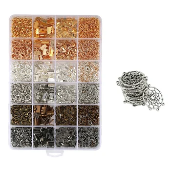 

28Pcs Dream Catcher Charms, Silver Pendants 34Mm x 28Mm & 24 2460 Pcs / Box Jewelry Making Kit 6 Colors with Open Jump Ring Open