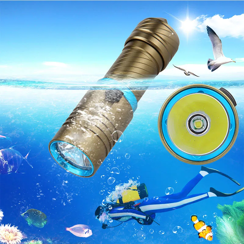 

High power LED Waterproof Scuba Diving Flashlight underwater Torch 1000LM T6 LED Aluminum Stepless Adjust Brightness lampe
