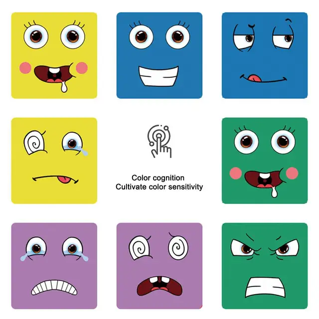 Kids Educational Toys Emotion Change Blocks Expressions Puzzles Child Wood Cube Table Games Early Learning Education Montessori 4