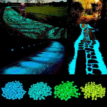 

HUIRAN 25/50pcs Garden Decor Luminous Stones Glow In Dark Decorative Pebbles Outdoor Fish Tank Decoration Pebble Rocks Aquarium