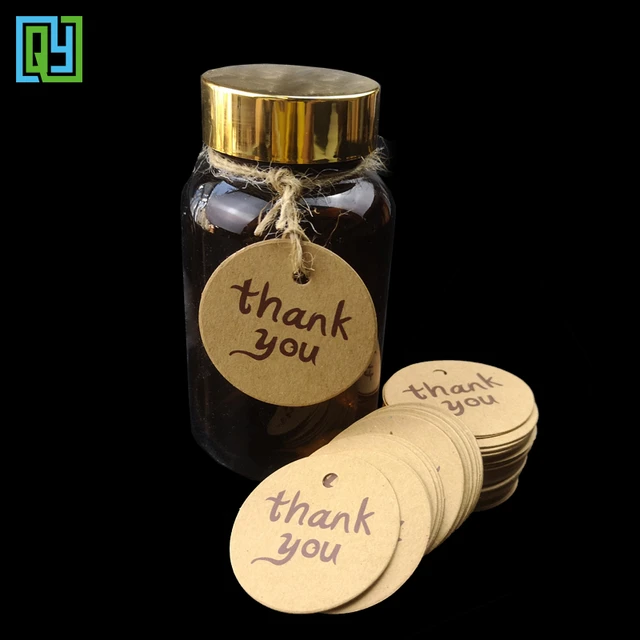 Thank You Tags,Mason Jar Tags,100PCS Kraft Paper Gift Tags with