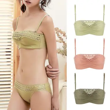 

Anlito Ultra-thin Smooth Underwear Women Wire Free Comfortable Bralette Triangle Cup Bra Set Breathable Bras Set