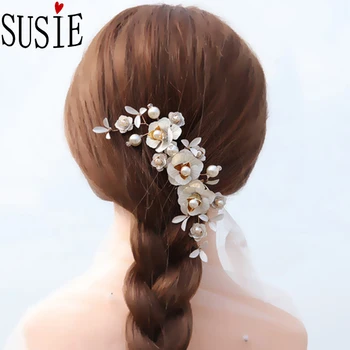 

LOVE SUSIE High Quality Hair Accessories Pearls Flower Hair Combs Flash Rhinestone Alloy Headdress Wedding Party Women Hairwear
