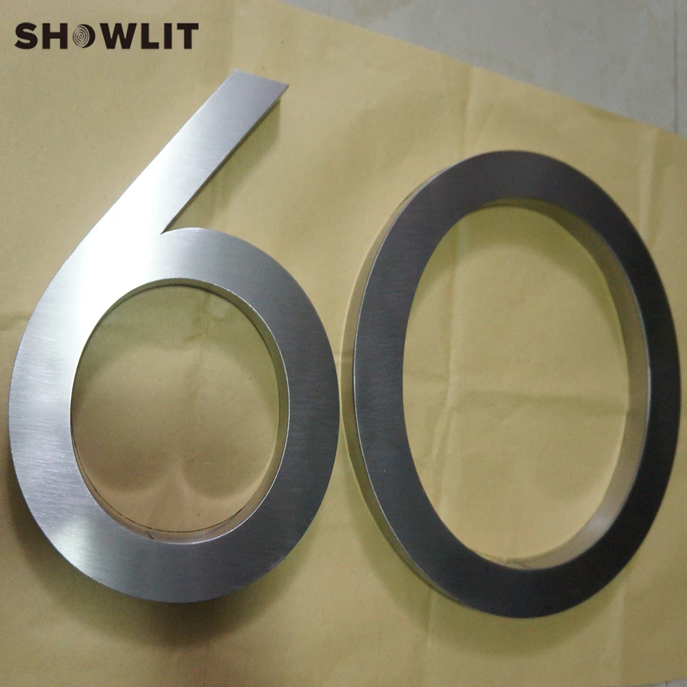 8 ''Три из нержавеющей стали 3D номера дома матовая отделка Современная дверь дома номера индивидуальные размеры доступны
