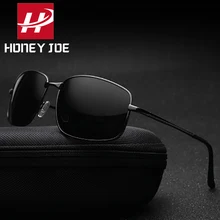 Мужские Винтажные поляризационные солнцезащитные очки, Квадратные ретро брендовые дизайнерские очки для вождения, металлические солнцезащитные очки, Затемненные UV400 gafas de sol hombre