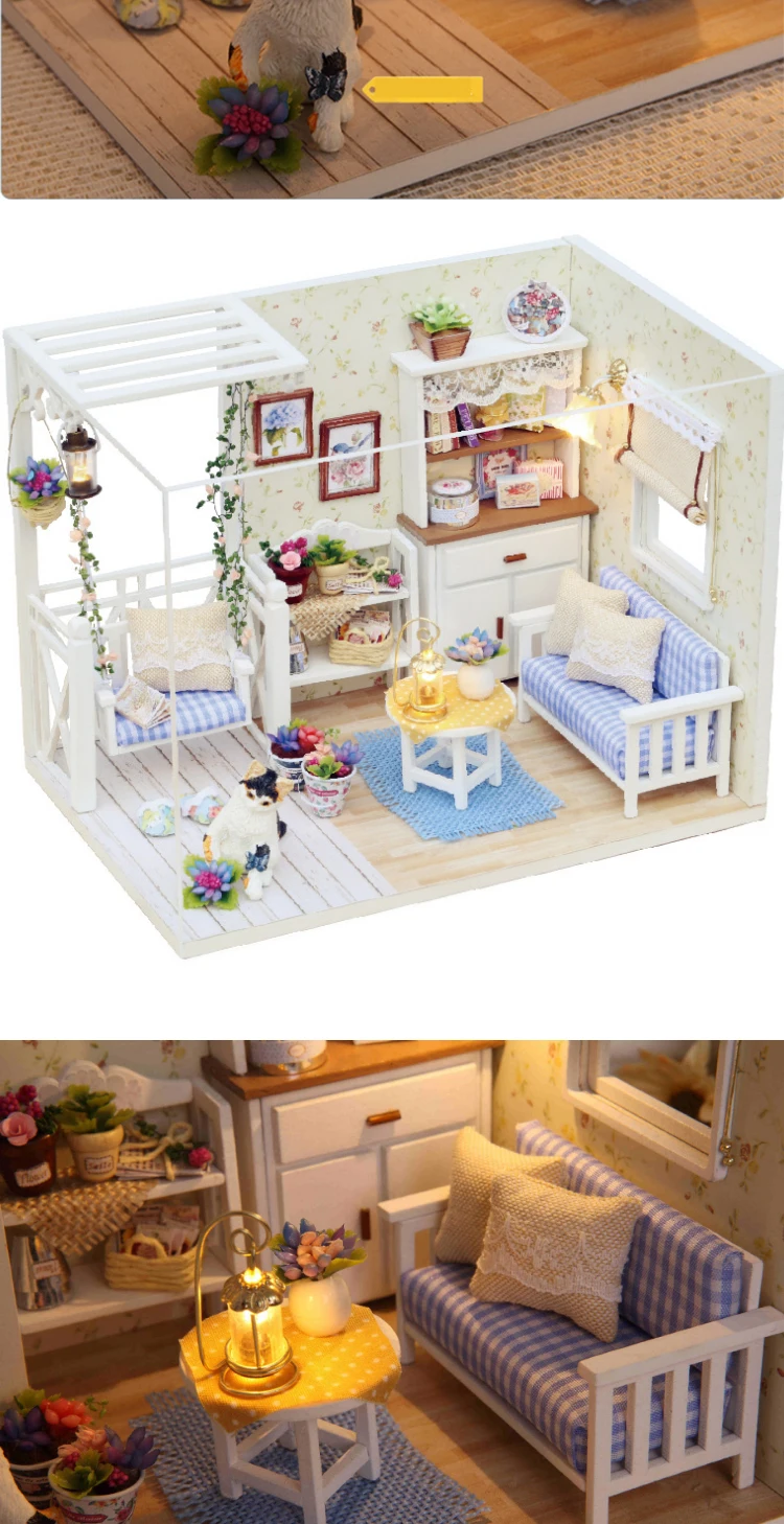 Cutebee кукольный дом мебель миниатюрный кукольный домик DIY миниатюрный дом комната коробка театр игрушки для детей наклейки DIY кукольный домик