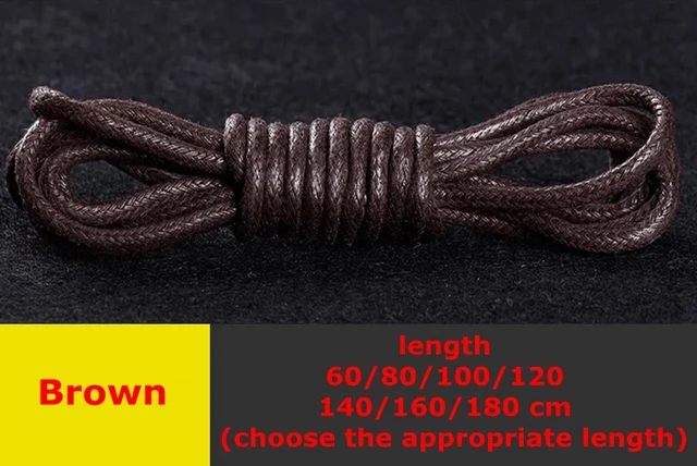 1 Pair Round Shoelaces Classic High Quality Waxed Cotton Waterproof Shoe Laces Outdoor Leisure Leather Shoelace Brown