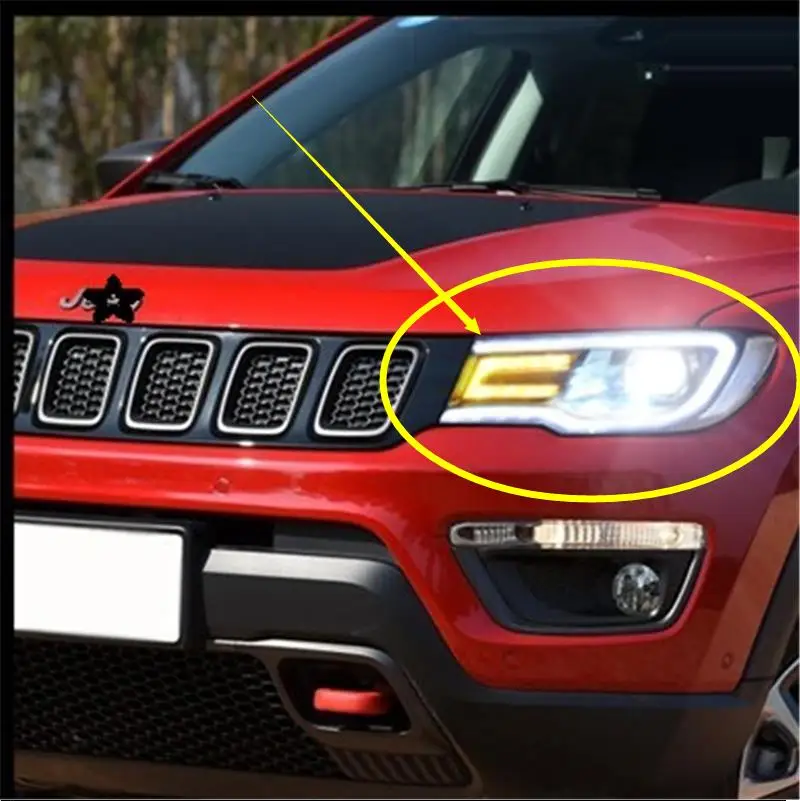 Автомобильный головной свет bupmer для Jeep Compass фар 2017 2018 2019y автомобильные