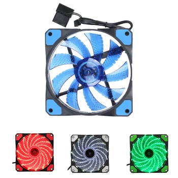 

15 Lights LED PC Computer Chassis Fan Case Heatsink Cooler Cooling Fan DC 12V 4P 120*120*25mm