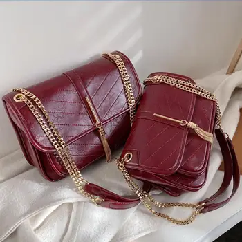 

Retro Fashion Square Crossbody Bag 2019 New High Quality PU Leather Women's Designer Handbag Tassel Chain Shoulder Messenger Bag