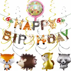 Воздушные шары из фольги с изображением животных, тематические элементы джунгли вечерние принадлежности для детского дня рождения