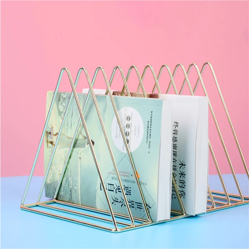 

Nordic creative simple modern wrought iron small bookshelf magazine rack desktop storage rack table decoration rack