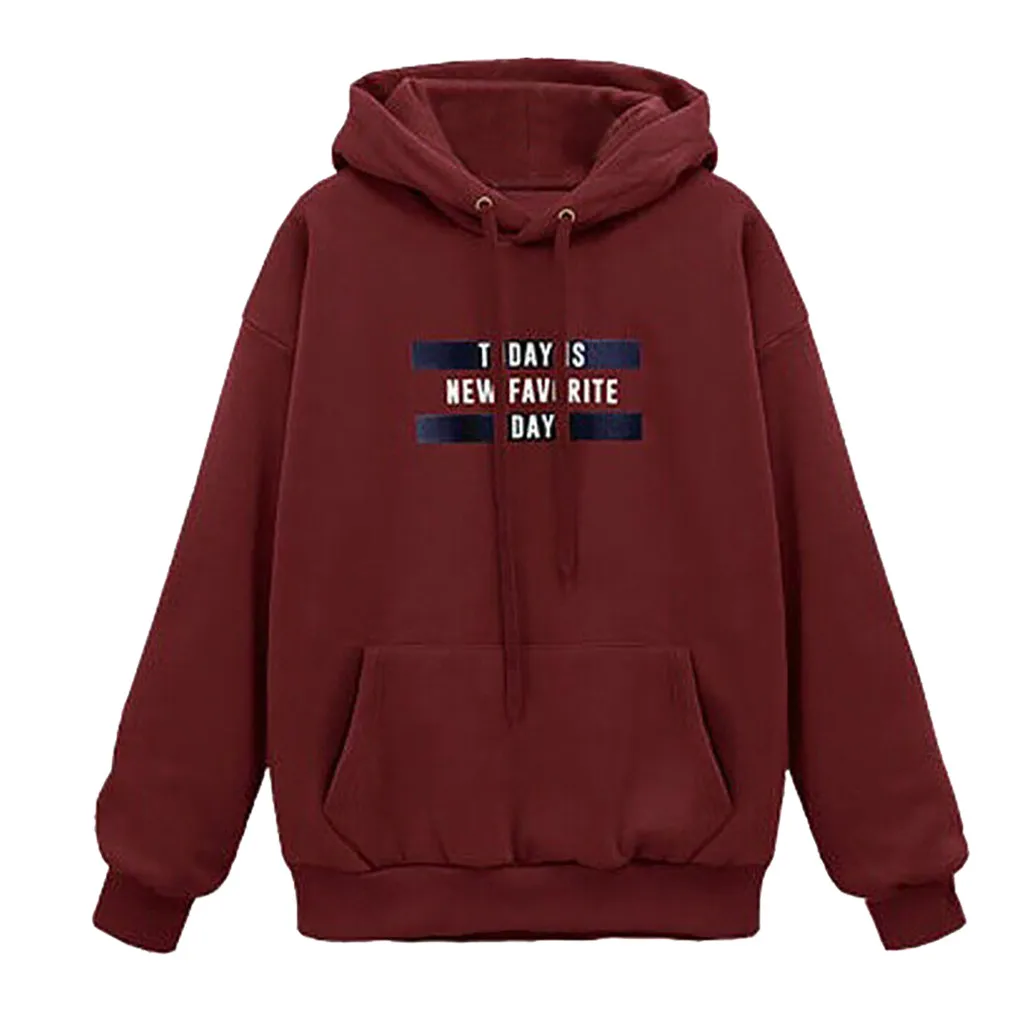 

Fashion Casual Hooded Top Letter Printing Long Sleeve Autumn Winter Hoodie For Female Warm Pullover Sweatshirt #LR25