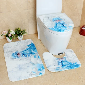 

3Pcs/Set Xmas Bathroom Toilet Mat Set Deer Santa Claus Snowman Home Mats Carpet For Christmas New Year Party Decor Navidad