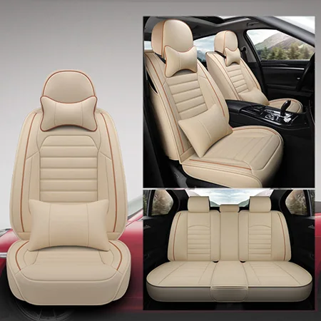 Кожаные автомобильные чехлы для сидений hyundai solaris tucson creta getz i30 i20 accent ix35 аксессуары чехлы для сидений автомобиля - Название цвета: Beige Luxury