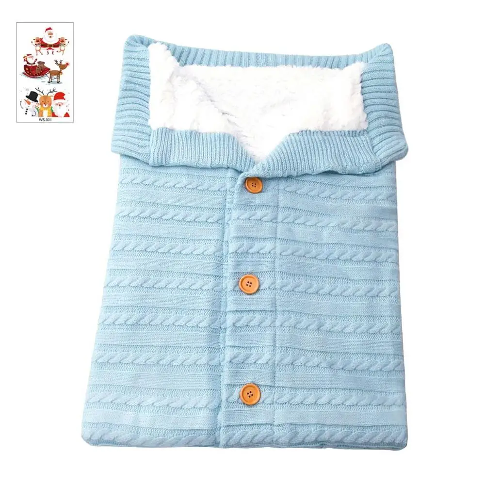 Спальный мешок для малышей; вязаное одеяло для новорожденных; мягкое дышащее одеяло для пеленания; теплый спальный мешок для осени и зимы; saco dormir#35 - Цвет: Небесно-голубой
