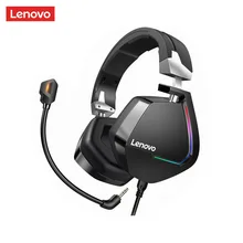 New Lenovo Gaming Headset Wired Earphones Surround Sound RGB Colourful Light Deep bass in-ear with Mic PC Laptop Gamer Headset 