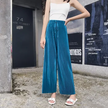 

Women Wide Leg Pants Women Summer High Waist Pants Straight Thin Ladies Trousers