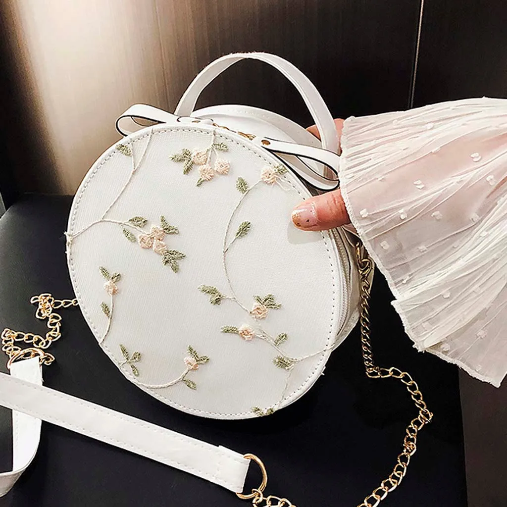 

2019 New Handbags Women's Lady Designer Fashion Luxury Lace Fresh Handbag Crossbody Bag Solid Color Small Round