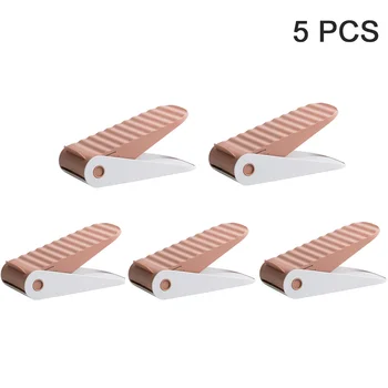 

5pcs Home Bedroom Space Saving Stiletto PP Storage Holder Living Room Shoebox Rack Adjustable Height Shoe Slots Organizer Closet