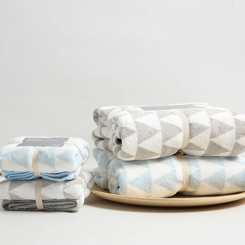 

2 Pcs/set Triangle Grain Print Baby Bath Towel Set Newborn Baby Blanket Baby wipes Kids Beach Towels Swimming Towel