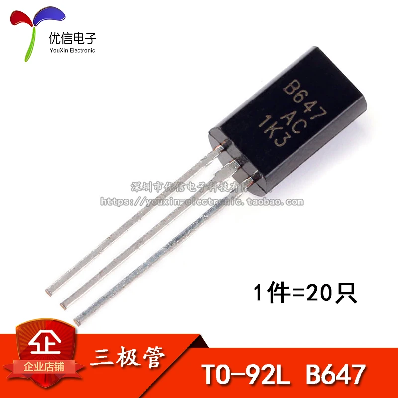 Transistor 2SB647 B647 de baja potencia 1A/120 V TO 92L (20 ratas ...