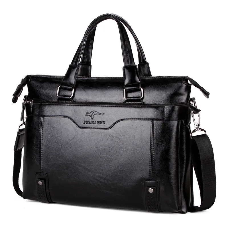 Роскошная брендовая мужская сумка, винтажная мужская сумка на плечо, кожаная сумка-мессенджер, повседневная сумка через плечо, мужская деловая сумка - Цвет: black