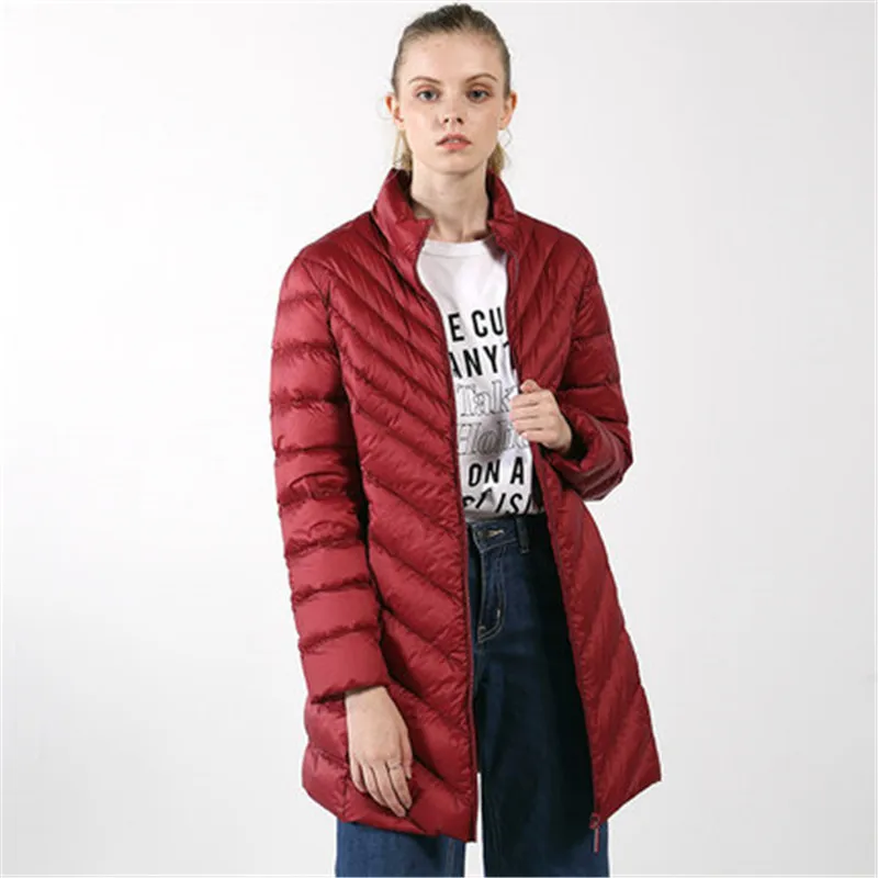 Chaqueta larga de invierno para mujer de moda delgada chaqueta casual ligera y Calida chaqueta de plumón de ganso para mujer