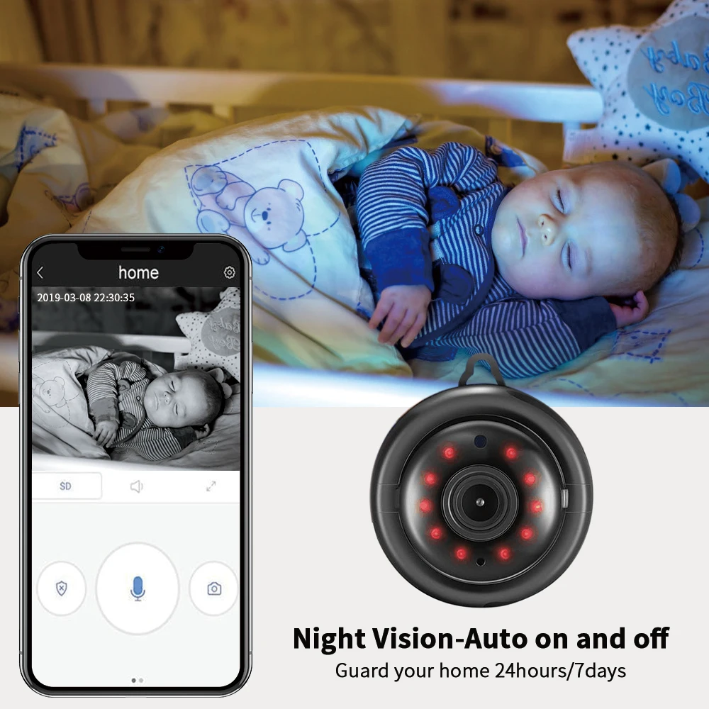  Mini Draadloze WIFI IP Camera Panoramic Home Security Infrarood Nachtzicht Bewakingscamera Sd-kaart - 4.00017E+12