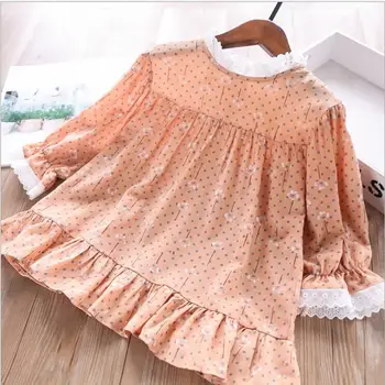 

wholesale baby girls ruffles collar dots print long sleeve causal dress kids dress for girl children clothes