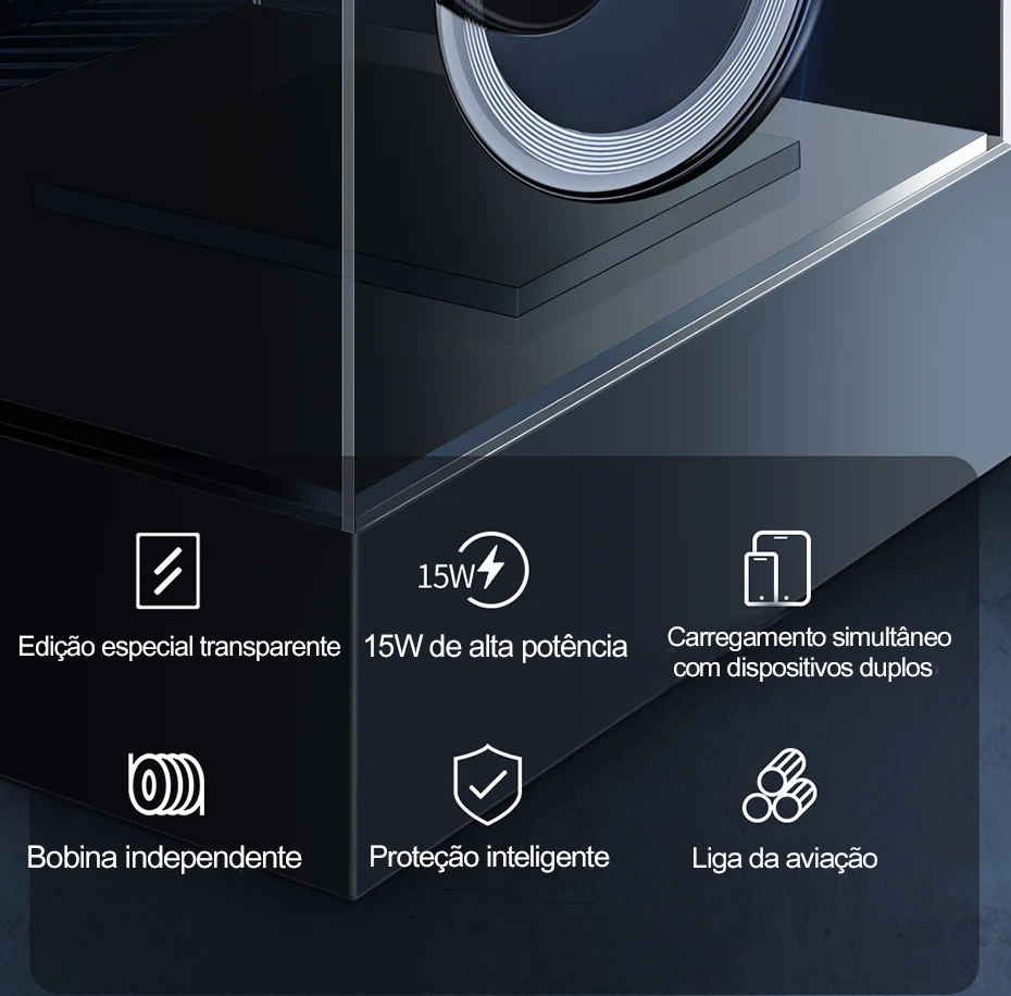 Carregador sem Fio Almofada de Carregamento sem Fio Visível para Samsung Carregamento para Airpods Duplo de 15w para Iphone Baseus xs xr Galaxy Note 10 Plus Nota 9 8 S10 s9 11 Pro Max x 5 para iPhone 11 Pro Max X XS