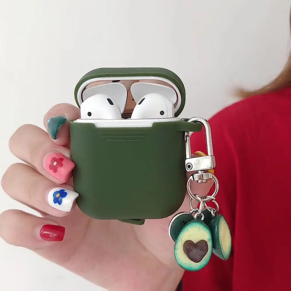 Мягкий силиконовый чехол Avocado для Airpods 1/2 Apple зарядки беспроводная bluetooth гарнитура
