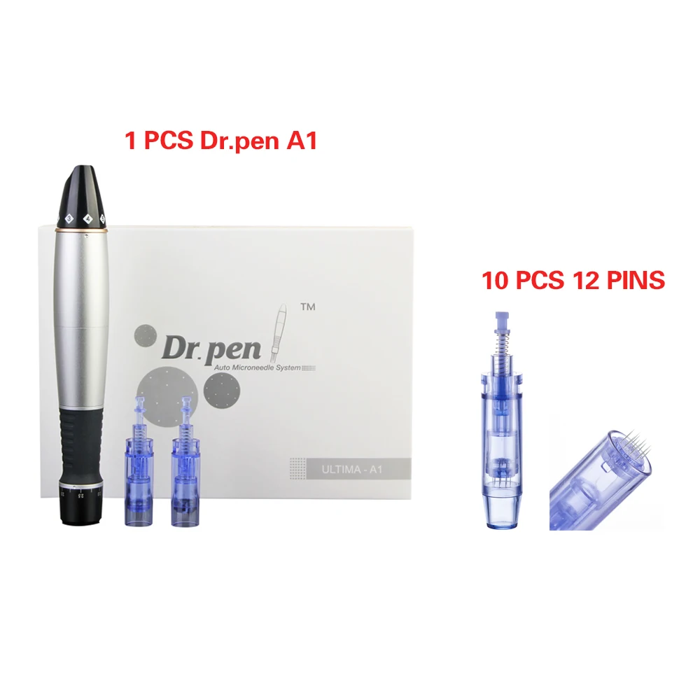 dr.pen 12 pins Dr. Pen Ultima A1 электрическая Дерма ручка с 10 микроиглами мезотерапия Автоматическая микро игольная ручка микроиглальная система мезо машина - Цвет: dr.pen 12 pins