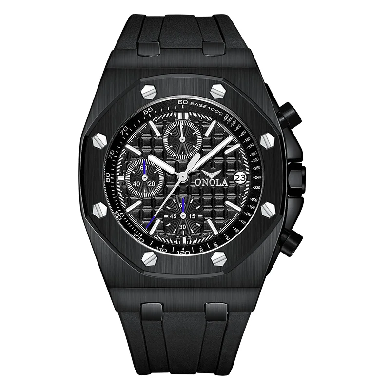 ON6806 black ONOLA Роскошные брендовые модные спортивные военные мужские часы наручные часы Металлические Водонепроницаемые многофункциональные кварцевые часы для мужчин - Цвет: ON6806 black
