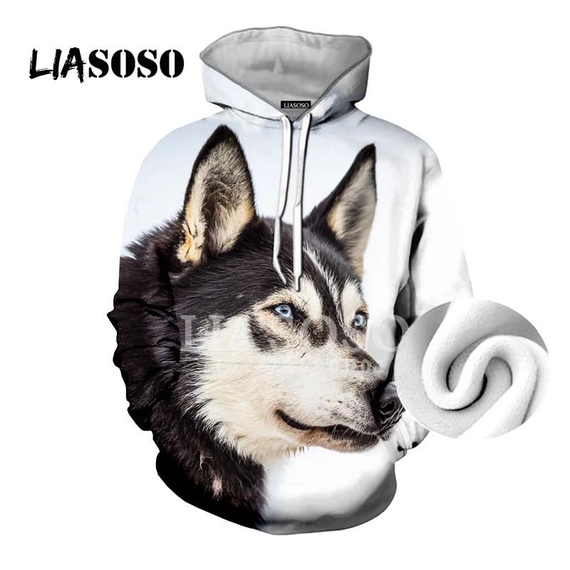 LIASOSO/толстовки с капюшоном из плотного флиса с 3D принтом для женщин и мужчин; повседневные Теплые Топы; уличная одежда