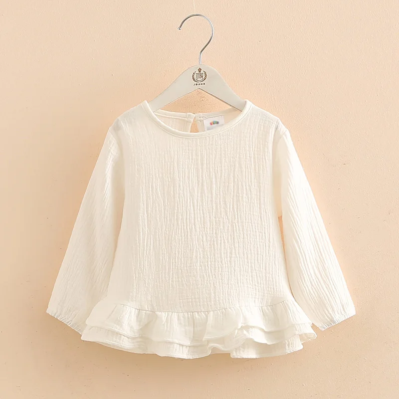 PatPat/весенне-осенняя хлопковая Повседневная однотонная многослойная рубашка с длинными рукавами, хлопковая рубашка для маленьких девочек