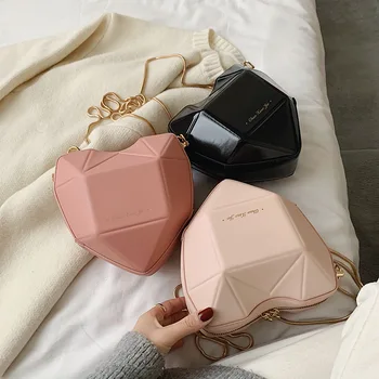 

Women Brand Originality Design Small Bag Women's Bag 2020 New Stylish Heart-shaped Bag Joker Chain Shoulder Messenger Bag