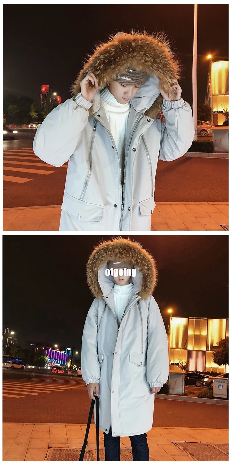 Winter New Men's Korean Version Of The Loose Couple In The Long Section Of The Tooling Diagonal StudentCasual Harajuku Coat