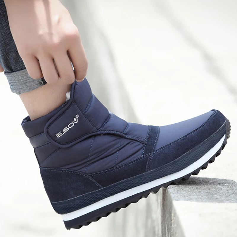 

Men boots 2019 winter shoes men ankle boots Waterproof Non-slip warm plush flat men snow boots big size 39 - 45