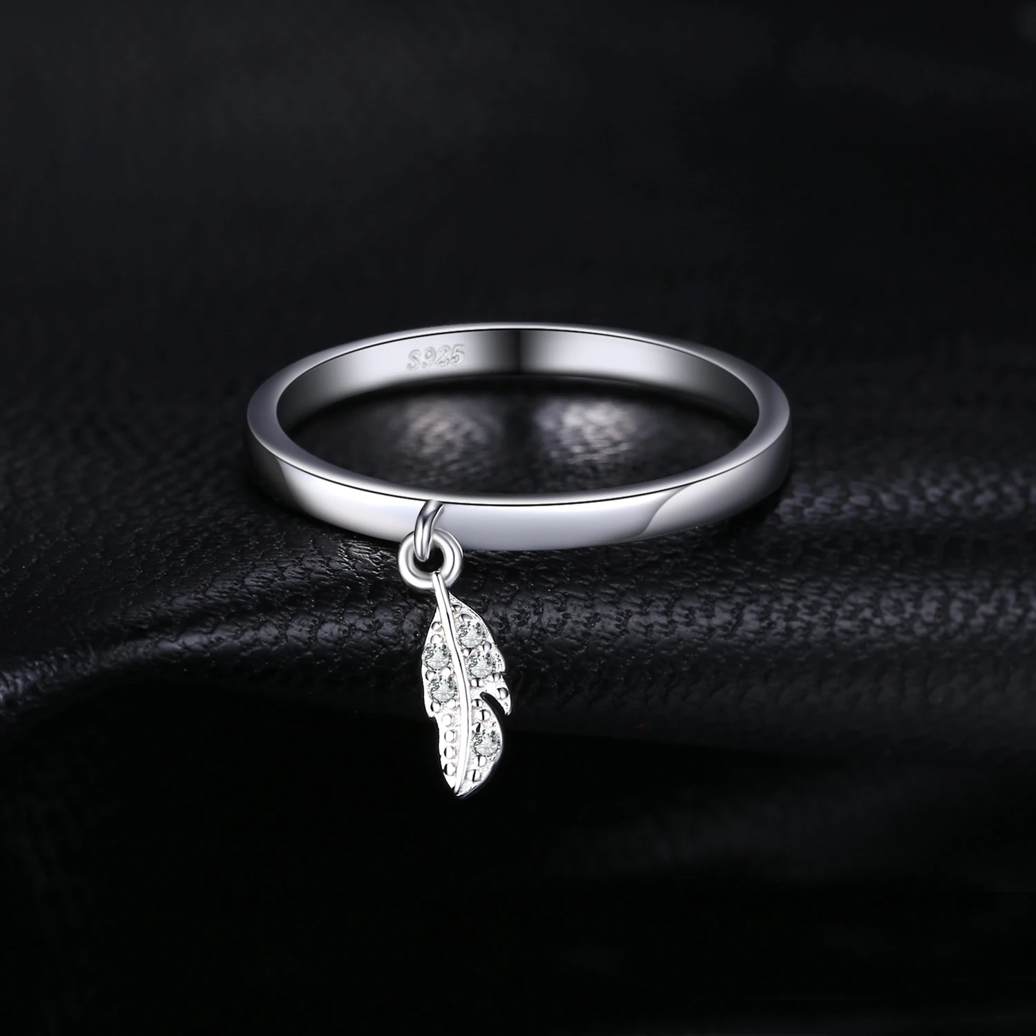 JewelryPalace Dangle Leaf Charm Rings 925 Sterling Silver Rings for Women Stackable Ring Band Silver 925 Jewelry Fine Jewelry