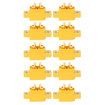 

10Pcs Male Plug Connector XT60E-M Mountable Brass Gold Plated Heat Resistant Nylon Shell Wire C Crossover Wire Connector