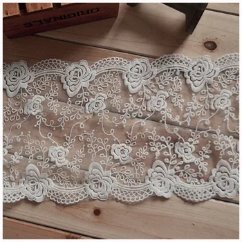 

High-quality lace White gauze X1803 court rose DIY manual material/clothing textiles lace embroidery / 18 cm