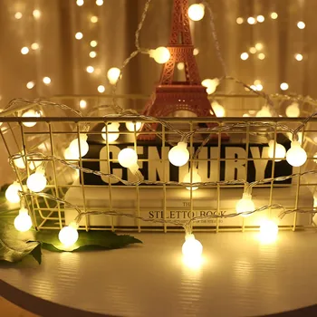 

Warm Led Lights 50 LED String Lights Christmas Round Ball Wedding Party Lamp 5M Bottle Lights Luces Botella 3 AA batteries