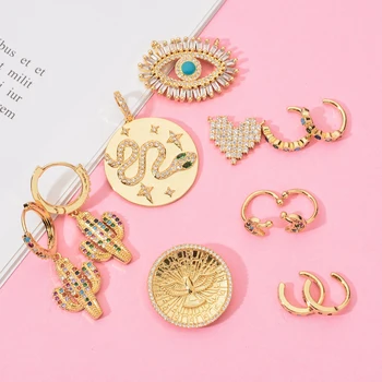 

1pcs Wholesale CZ Zircon Eyes Heart Charms Copper DIY Pendant For Jewelry Making Necklace Bracelet Jewelry Charm
