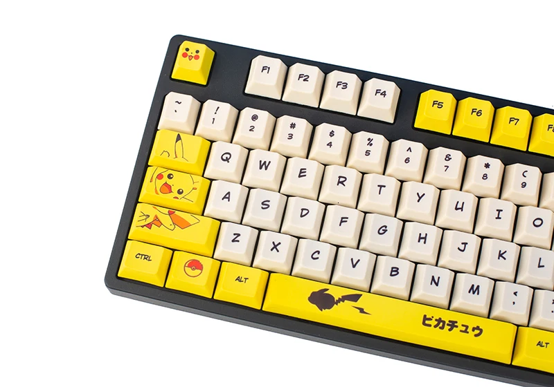 110 клавиш PBT краситель сублимационный ключ Кепка мехаингал клавиатура Вишневый профиль ключ Кепка для Pikachu MX переключатели Чехлы для клавиш